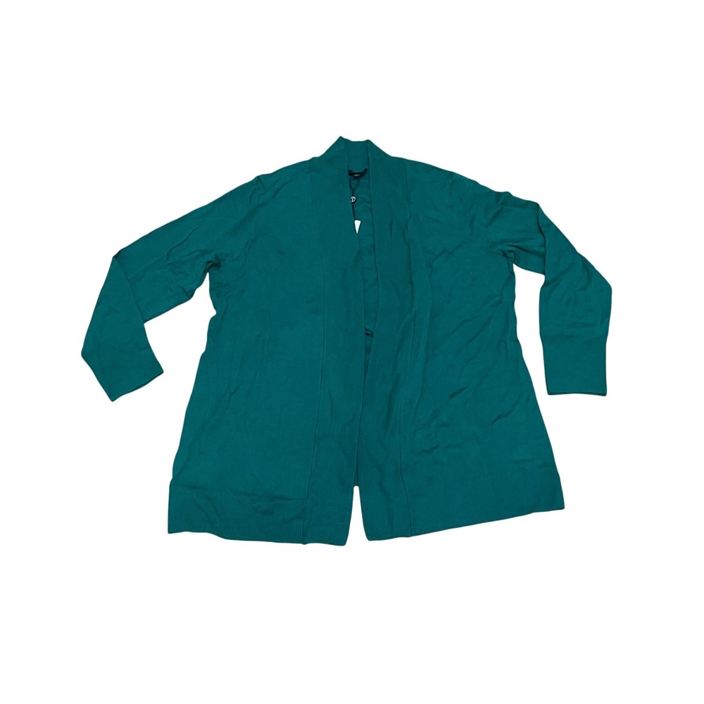 Talbots Woman 2XP Green 100% Merino Wool Open Front Cardigan Sweater Light NWT